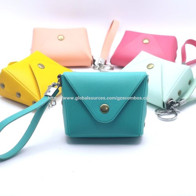 Oem Square Snap Button Wrist Strap Wallet - Double-sided Leather Mini ...