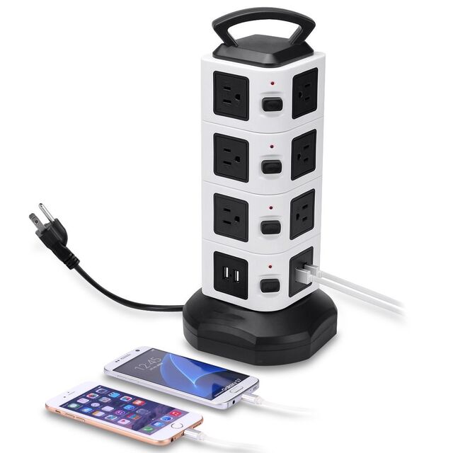 Multiprise multifonctionnelle avec protection USB contre la foudre et protection contre les surcharges - Prise verticale - Prise intelligente for sale at factory direct price