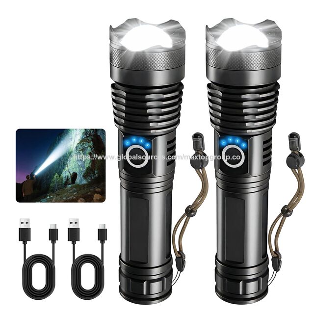 Superhelle wiederaufladbare LED-Taschenlampe im Großhandel, 5 Modi, wasserdicht, zoombar, Handlampe mit hoher Lumenleistung