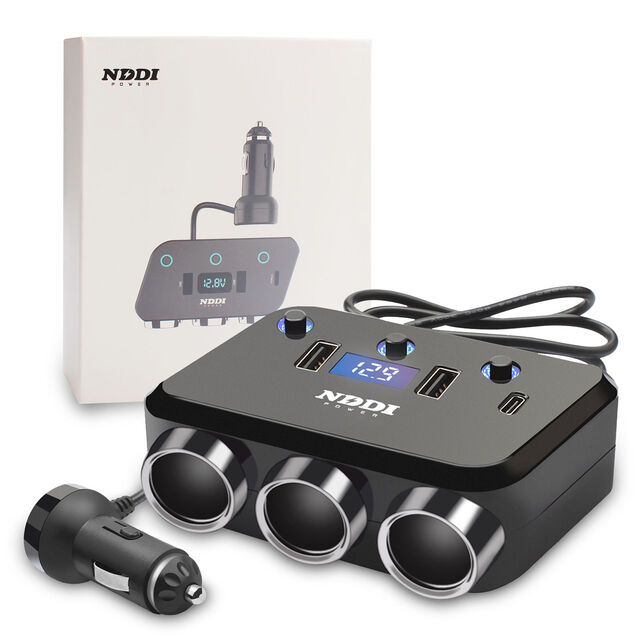 Nuevo Adaptador de Corriente para Coche 12V-24V Puerto QC3.0 Tipo-C Adaptador Universal Interruptor Independiente Salida Uno a Tres Encendedores de Cigarrillos