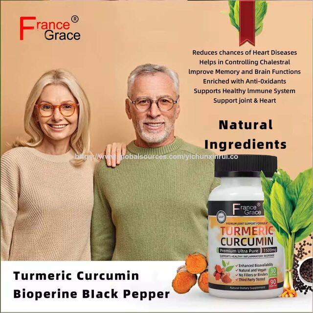 Curcumina de Açafrão 1500mg com Pimenta Preta 95% Curcuminoides para Suporte Articular Alta Absorção Suplemento de Açafrão for sale at factory direct price