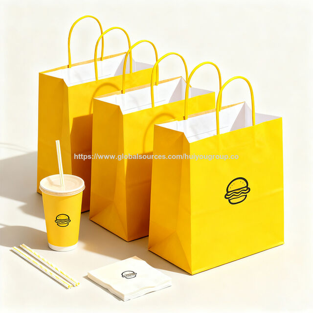 Individuell Bedruckte Papiertüten Umweltfreundlich Biologisch Abbaubar Recycelbar Einweg Bolsas De Papel Kraft Papiertüten für Kaffee Restaurant Takeaway for sale at factory direct price