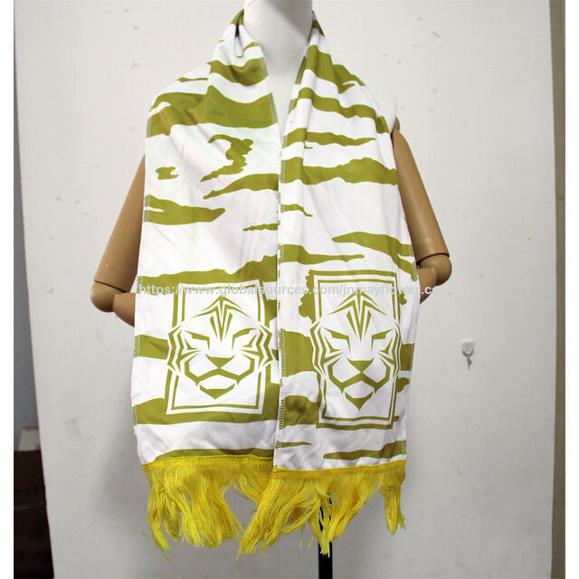100% Polyester Promotion Benutzerdefinierter Fußball Basketball Club Fans Schal Druck Winter Team Druck Quasten Schal