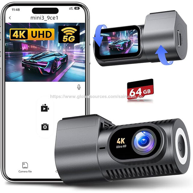 2CH Mini Dashcam vom Werk, Dashcam Auto vorne 4K + 4K Ethernet Rückfahrkamera, 1,5-Zoll-Bildschirm, 5G WiFi APP DVR, GPS Drehbare Autokamera