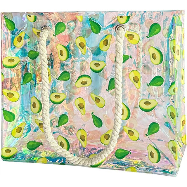 Sac Fourre-Tout Transparent avec Poignées en Corde, 40 x 10 x 30 cm, Sac de Plage Étanche et Anti-Sable en PVC pour Concerts