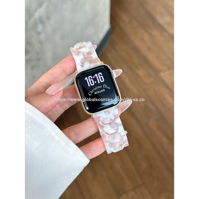 سوار ساعة راتنج سداسي الأضلاع بنمط زهري متعدد الألوان جديد لساعة iWatch Series 1110 9 8 7 6 5 4 3 2 1Ultra2 1SE2 1/Samsung Watch - بيع بالجملة لأساور ساعات الراتنج