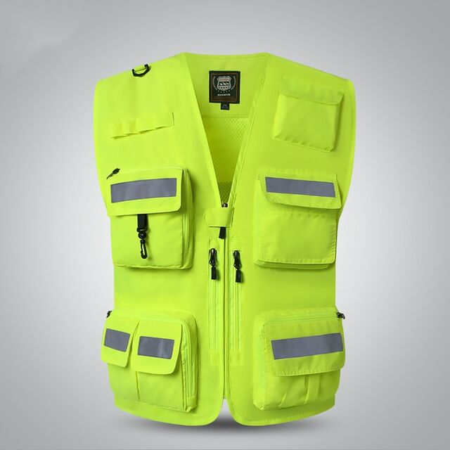Rompi Darurat Reflektif, Jaket Penyelamat Pemadam Kebakaran & Sukarelawan, Pakaian Keselamatan Multi-Saku dengan Logo Kustom