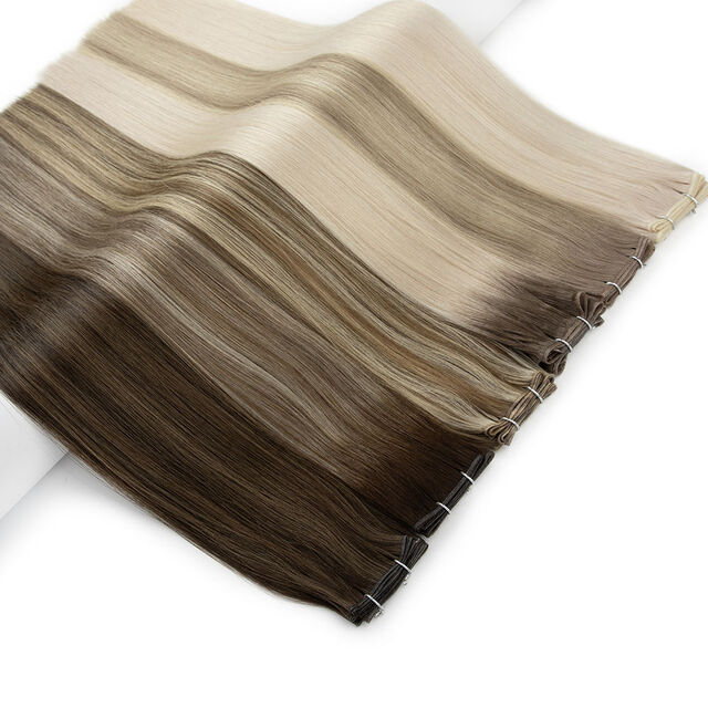 Extensões de Cabelo Balayage Loiro de Alta Qualidade 100% Humano com Trama Invisível e Dupla Tração
