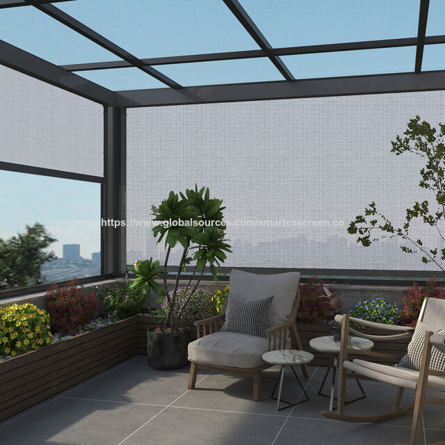 Tela de proteção solar retrátil com zíper para ambientes externos, persianas para pátio, cortinas para varanda e jardim com preço promocional for sale at factory direct price