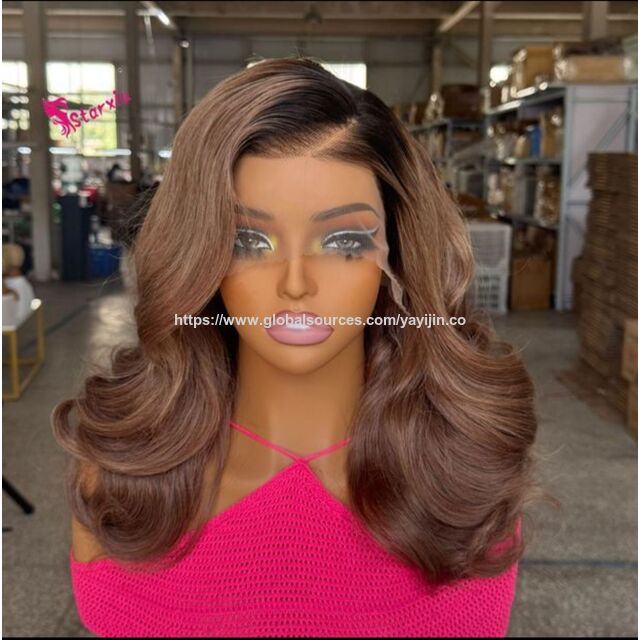 Wig Depan Renda High-Definition Tertutup, Rambut Manusia Pendonor Muda Remy Martin Gaya Lucu for sale at factory direct price