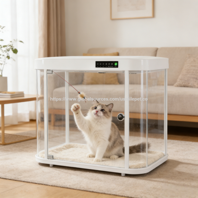 USMILEPET Cabina Inteligente para Gatos, Cabina Inteligente para Mascotas, Eliminación de Olores, Sistema de Aire Fresco Circulante, Jaula para Mascotas para Amantes de las Mascotas