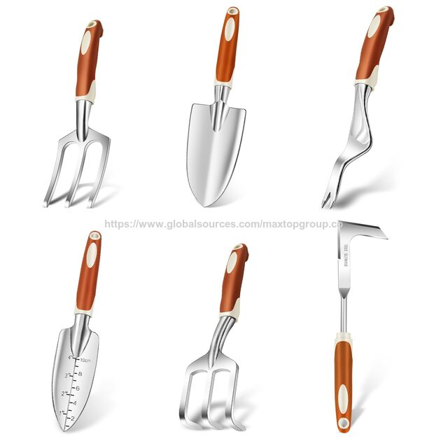 Kit de herramientas de jardinería de alta resistencia de 6 piezas con agarre de goma antideslizante, suministro de fábrica for sale at factory direct price