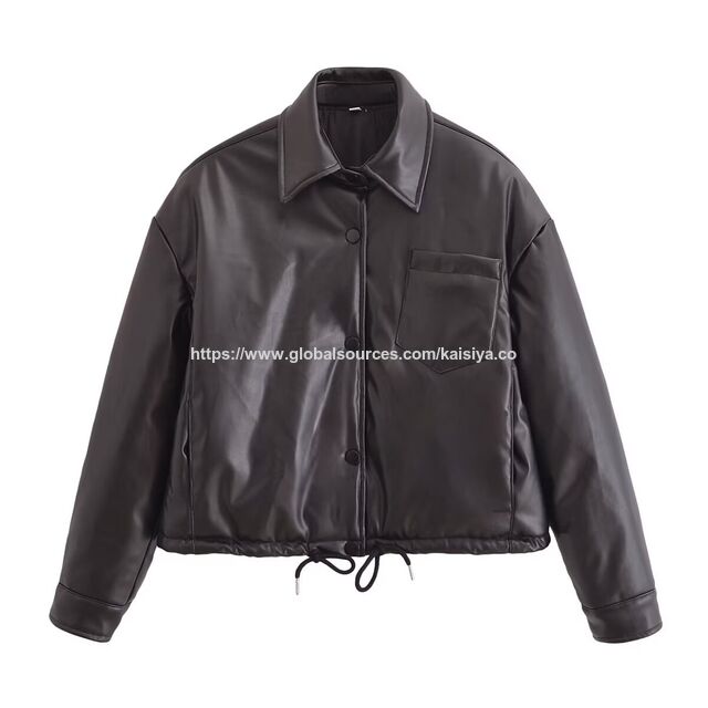 Jaket polo kulit pu retro khusus untuk wanita for sale at factory direct price