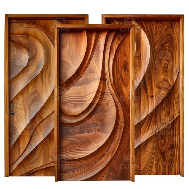 Puerta Principal de Entrada Exterior de Madera Maciza de Lujo, de Alta Calidad y Diseño Personalizado para Villas y Casas