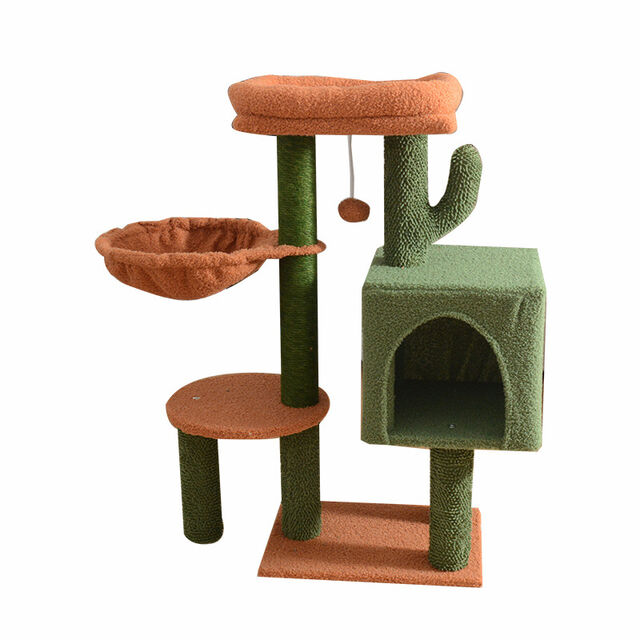 Arbre à Chat Cactus avec Niche et Hamac, Housses Lavables, Poteaux à Griffer en Sisal, Griffoir Multi-Niveaux pour Chat for sale at factory direct price