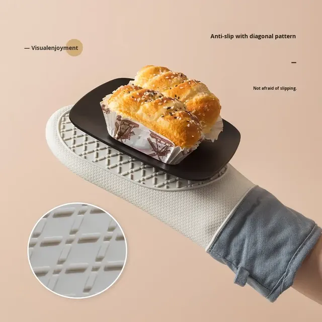 Gants de cuisine à double épaisseur avec motif floral, en coton épais siliconé, parfaits pour le four à micro-ondes, la pâtisserie, résistants à la chaleur et antidérapants for sale at factory direct price