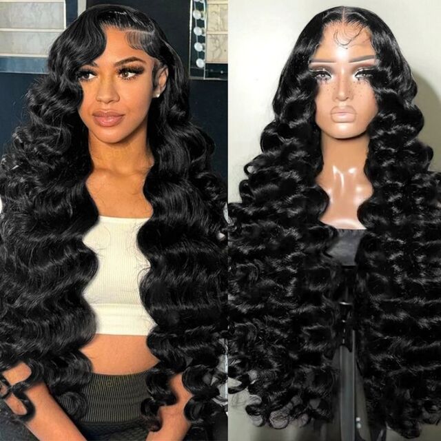 Perruques de Cheveux Humains Super Double Drawn 13x4 Lace Frontale Transparente Lâche Ondulée Vente en Gros Cheveux Humains Brésiliens Sans Colle pour Femmes for sale at factory direct price