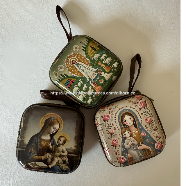 Bolsa de Rosario Cuadrada Pintada a Mano de Gran Venta con Diseños de Dibujos Animados, Monedero Portátil, 7*7cm for sale at factory direct price