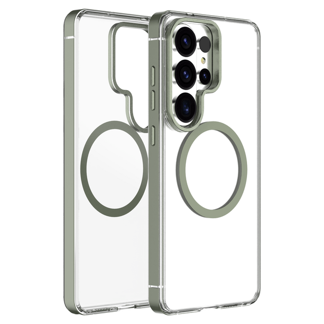 Coque de téléphone transparente antichoc en TPU, PC et métal avec protection magnétique pour Samsung S26 Ultra