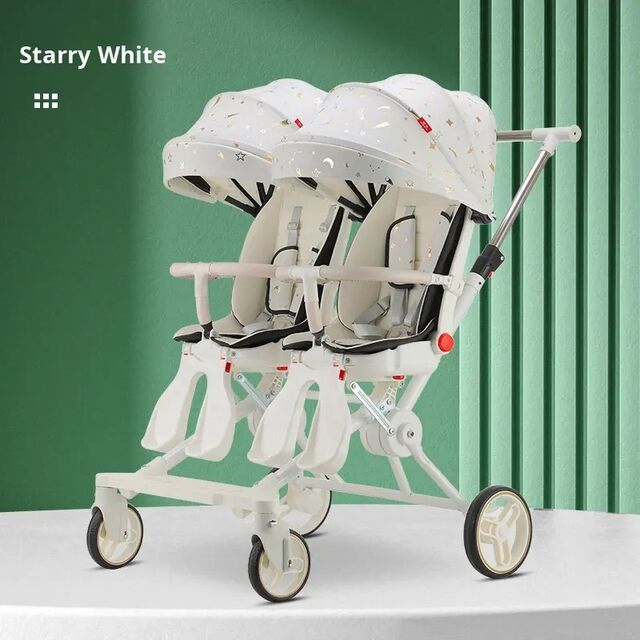 Poussette Double pour Bébés, Inclinable & Réglable, Capotes Résistantes aux UV, Stabilité à 4 Roues, Légère pour Jumeaux - Poussettes pour Bébés