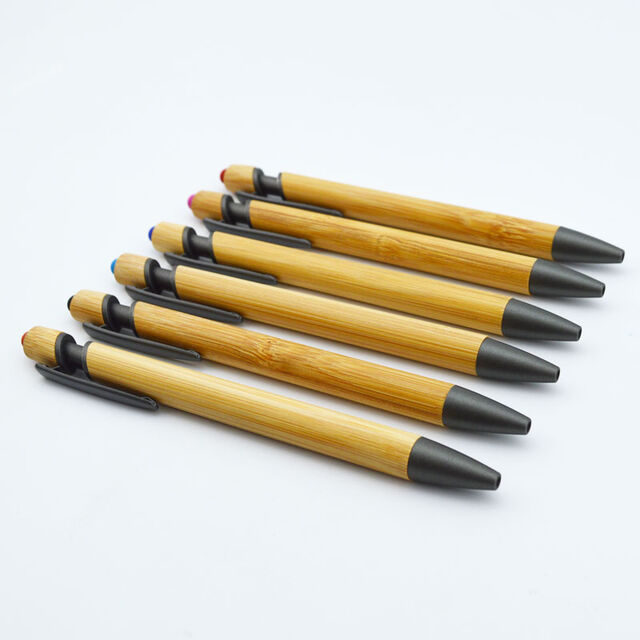 Caneta Promocional Ecológica de Madeira com Toque de Bambu, Caneta Esferográfica com Caneta Stylus e Impressão de Logotipo Personalizado