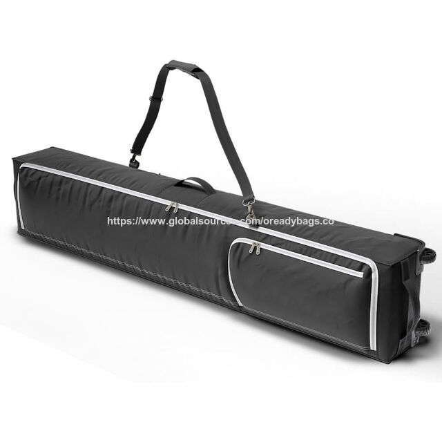 Bolsa de esquí doble con ruedas, logotipo personalizado, duradera y acolchada para dos esquíes, bolsa de snowboard con ruedas