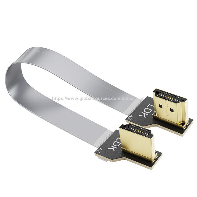 Cable plano flexible HDMI conector FPC de ángulo recto de 90 grados a la izquierda y derecha línea de conexión HDMI macho a macho conector de alta definición