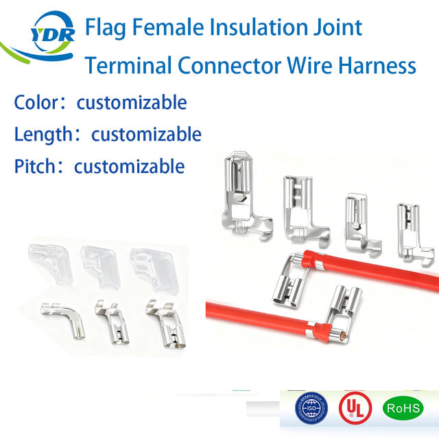 Terminal de cable conector de crimpado tipo bandera, hembra, eléctrico, 2.8 6.3, 250, 90 grados, pala de latón aislado con forma de bandera