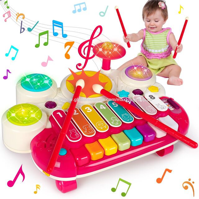 Direkt vom Lieferanten: 3-in-1 Baby Musikinstrumenten-Set - Klavier Keyboard Xylophon Trommel Spielzeug Großhandel for sale at factory direct price