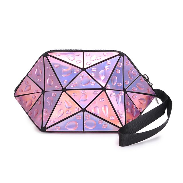 Kosmetiktasche mit Rautenmuster, PU-Make-up-Tasche, faltbare PU-Make-up-Tasche, tragbare Kosmetiktasche, Hersteller von Make-up-Taschen
