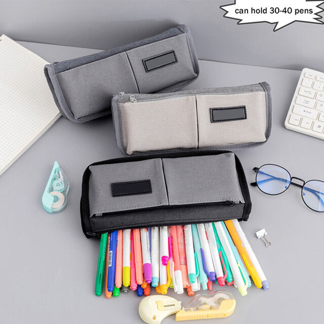 Wholesale Cheap Creative Minimalist Canvas Pen Bag Large Capacity Letter Waterproof Fashion School Office Pencil Case Zipper