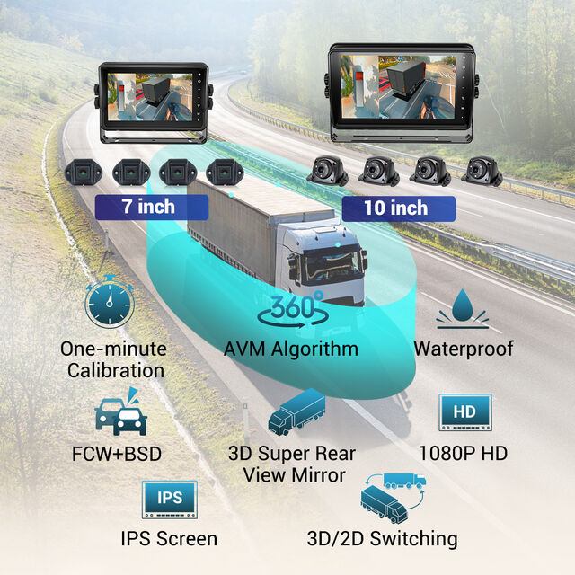 STONKAM OEM ODM 360 3D Surround View Parksystem mit 4 Kameras und 7-Zoll-Monitor für LKW, Busse, Nutzfahrzeuge mit BSD for sale at factory direct price