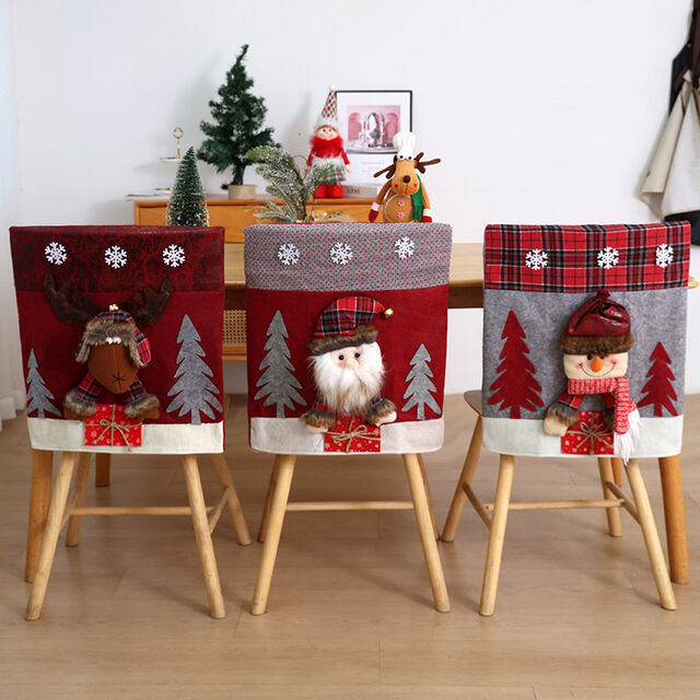 Housses de Chaise de Noël Colorées, Décoration de Poupées en Peluche + Conception Antidérapante, Ornements de Noël Festifs pour Ameublement de Table for sale at factory direct price