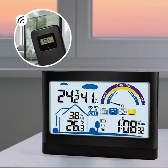 Jam Cuaca ABS Pintar dengan Sinyal DCF, Pengukur Suhu Kelembaban, Barometer, Pemasangan Vertikal/Dinding, Penggunaan Luar Ruangan/Kantor, Desktop for sale at factory direct price