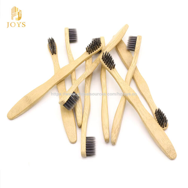 Cepillo de dientes 100% Biodegradable de Carbón de Bambú Natural, Cepillo de dientes Reutilizable, Kit Dental OEM para Hotel for sale at factory direct price