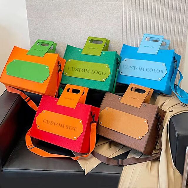 Bolso Tote de Fieltro para Hombro Colorido de Alta Calidad y Venta Caliente con Logotipo Personalizado