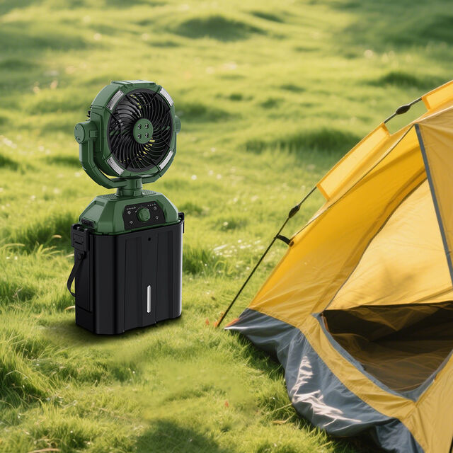 Exklusives Angebot für Händler: Hochleistungs-Campingventilator mit Eimeradapter, sicherer Schnalle, kundenspezifisch für Outdoor-Marken