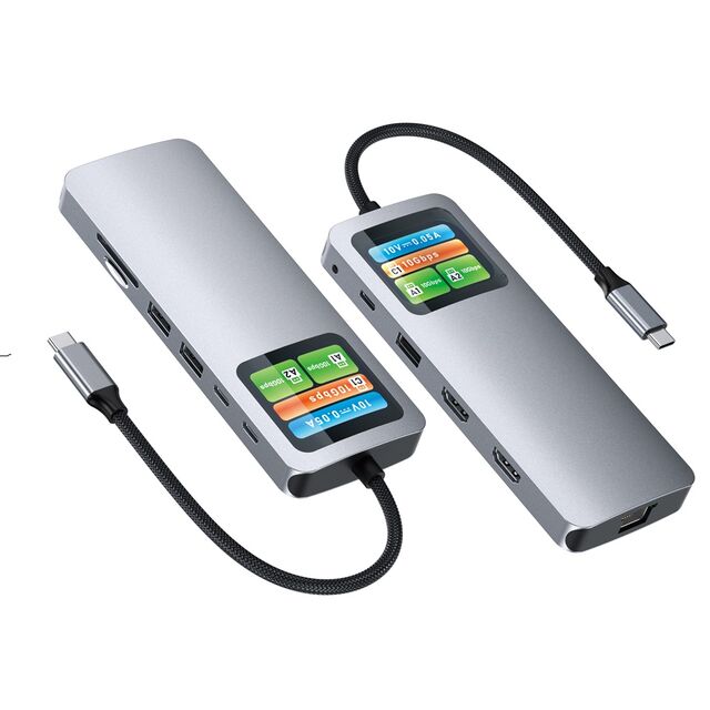 Mayorista de concentrador USB-C UC0552 MST con pantalla digital, precio de fábrica, OEM/ODM, fabricante
