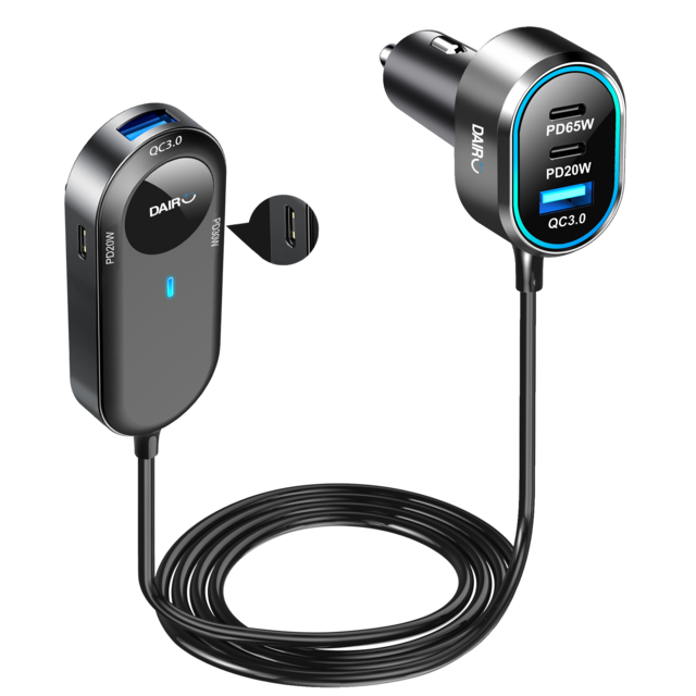 Gaoyi Chargeur Portable pour Véhicule à 5 Ports Avant/Arrière Filaire SCP PD 3.0 OVP, Charge Rapide 133W, Fabrication OEM