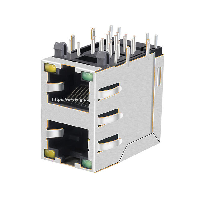 JIAXUN 0879-2C1R-54 Conector RJ45 PCB Chapado en Oro 8P8C con Componentes Magnéticos Integrados 1000 Base-T