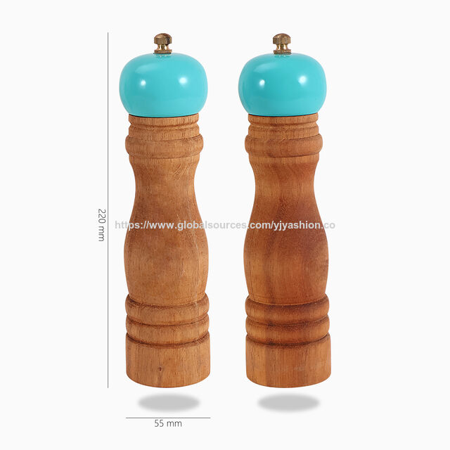 Moinhos de Sal e Pimenta de Madeira de Acácia Personalizados, Conjunto de Moedores de Moagem Manual para Uso na Cozinha