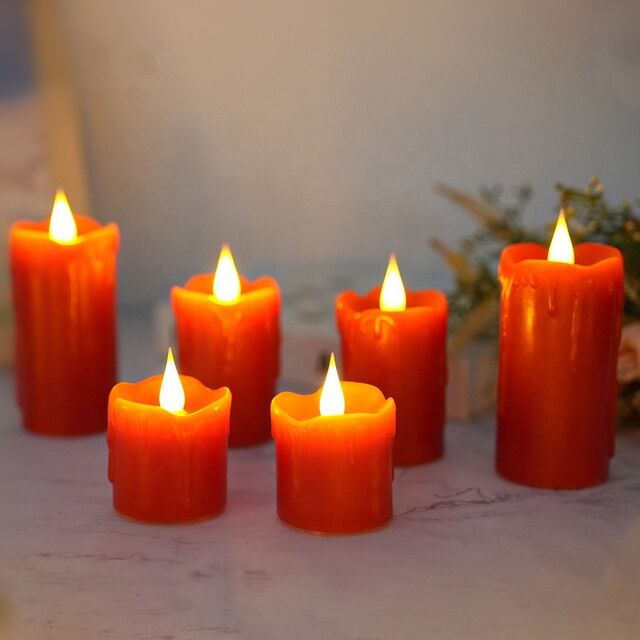 Conjunto de 6 velas votivas de LED sem chama com gotejamento de cera, operadas por bateria ou recarregáveis por USB for sale at factory direct price