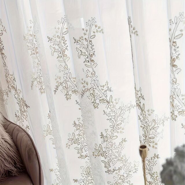 Wholesale Sheer Luxury Curtain with Gold Thread Embroidery - Romantic Polyester Rod Pocket Panel for Living Room Bedroom for sale at factory direct price