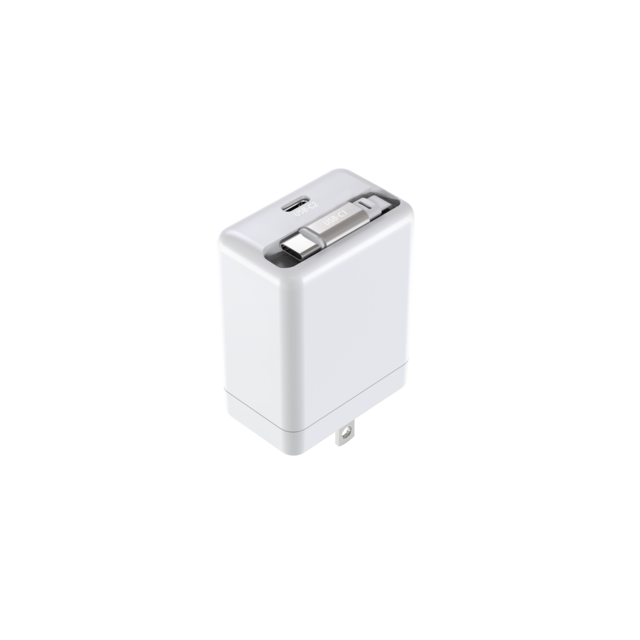 Cargador de pared de 35W con cable USB-C retráctil de 0.7 metros + Puerto USB-C