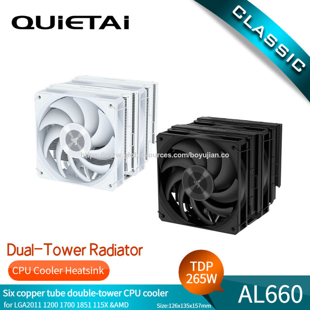 QUIETAI AL660 Enfriador de CPU con seis tubos de cobre y doble torre para LGA2011-1200-1700-1851-115X y sistema de refrigeración AMD4/AMD5 for sale at factory direct price