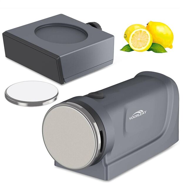 Aiguiseur de couteaux électrique sans fil portable avec roues rotatives automatiques, alimenté par piles AA pour la maison et l'extérieur for sale at factory direct price