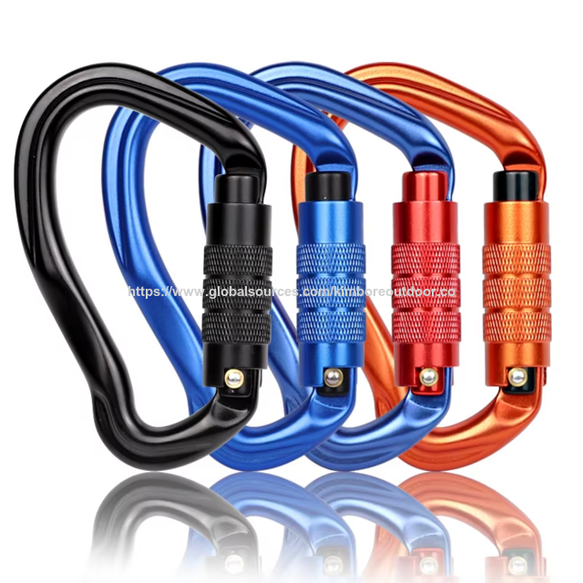 Harga Bersaing Kustom 23kn Bentuk Telinga Pengunci Datar Kait Carabiner Ringan Panjat Tebing Carabiner Aluminium for sale at factory direct price