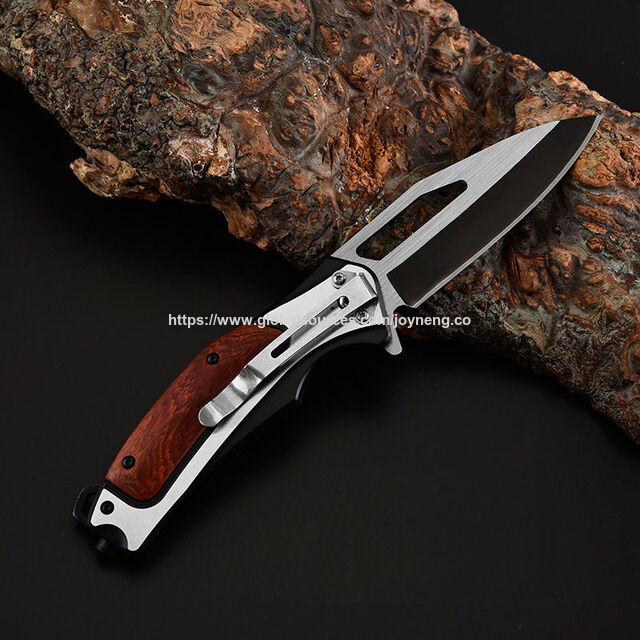 Benutzerdefiniertes Taschenmesser Tragbare Edelstahlklinge Klappmesser mit Holzgriff Camping Survival Messer Stahlklinge OEM Unterstützung