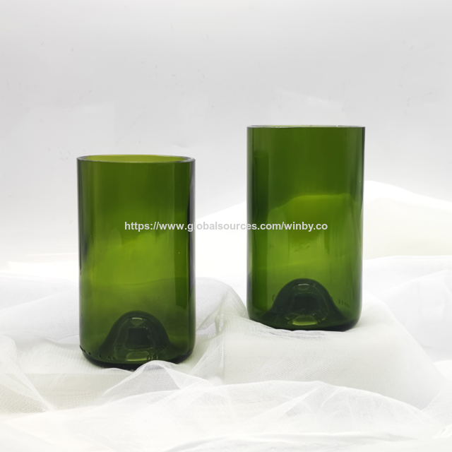 KA33P Conception d'usine Élégante Bouteille de vin de 10 oz coupée Récipient en verre recyclé pour la fabrication de bougies parfumées DIY en stock for sale at factory direct price