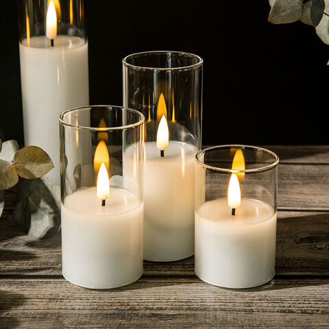 Bougie LED Flamme Vacillante D5 H15, Cire de Paraffine Blanche, Fonctionnement à Piles - Idéale pour Décoration et Événements